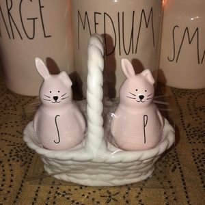 Rae Dunn Easter Bunny Salt & Pepper in a Basket